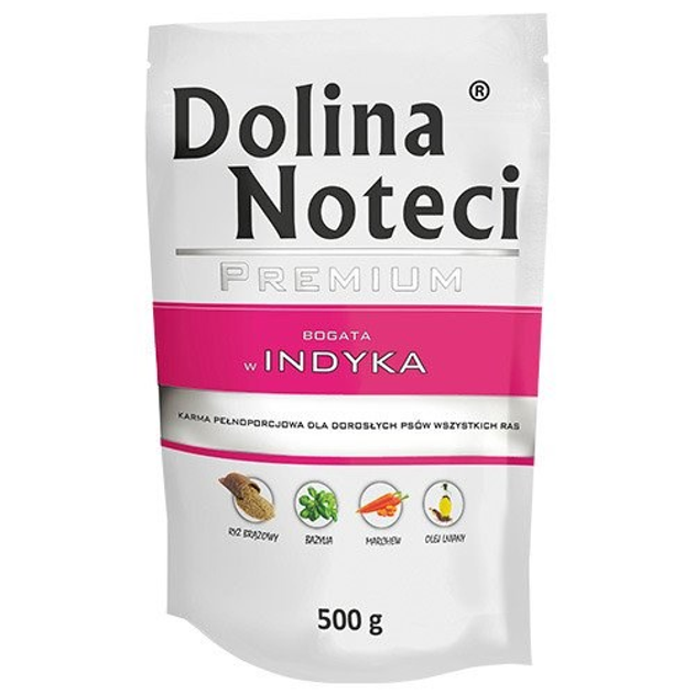 Mokra karma dla psów Dolina Noteci Premium z indykiem 500 g (5902921301240) - obraz 1