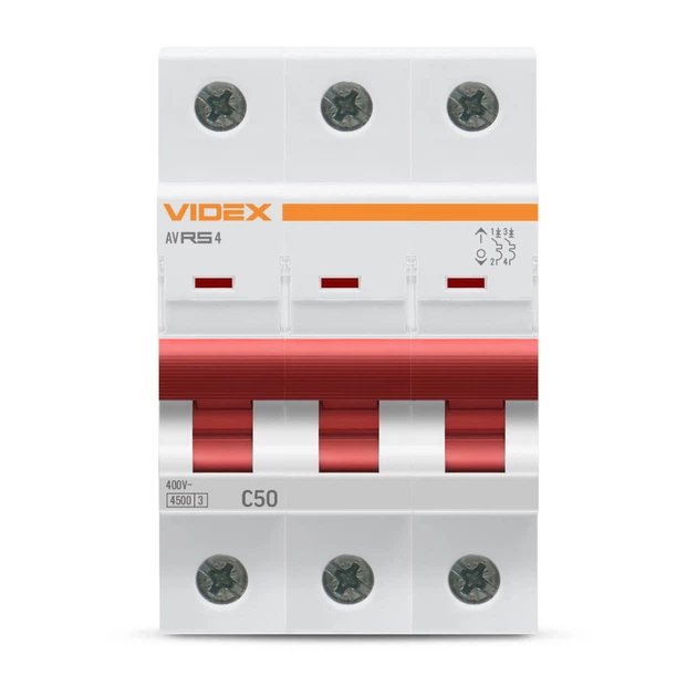 Автоматичний вимикач RS4 3п 50А С 4,5кА VIDEX RESIST (VF-RS4-AV3C50) - зображення 3