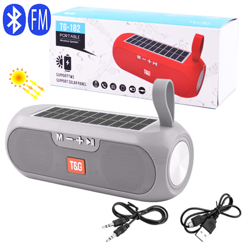 Портативная колонка TG182, Bluetooth, радио, Power Bank, speakerphone, солнечная панель, серый - Фото 4 Портативная колонка TG182, Bluetooth, радио, Power Bank, speakerphone, солнечная панель, серый - изображение 4