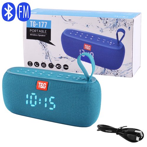 Портативная колонка TG177, Bluetooth, радио, Power Bank, часы, speakerphone, аквамарин - изображение 4