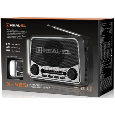 Портативный радиоприемник REAL-EL X-525 Grey - Фото 8 Портативный радиоприемник REAL-EL X-525 Grey - изображение 8