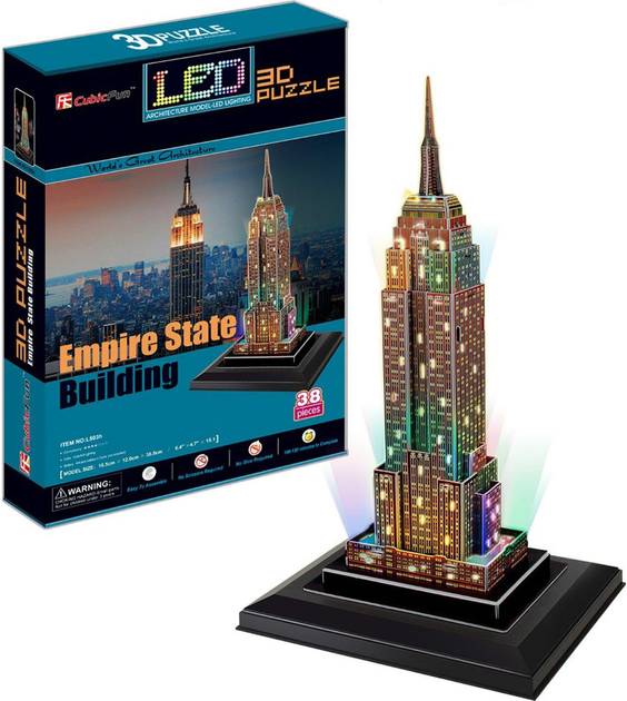 Puzzle 3D CubicFun Empire State Building LED (L503h) - obraz 1
