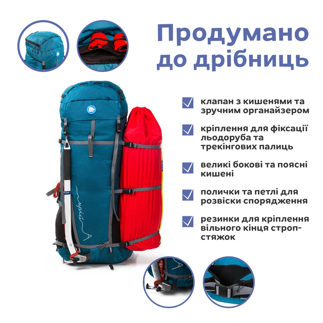 Рюкзак Fram-Equipment Lukla 50L L бирюзовый - Фото 5 Рюкзак Fram-Equipment Lukla 50L L бирюзовый - изображение 5