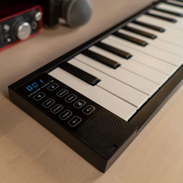 Портативный складной USB-MIDI-контроллер цифрового пианино с 88 клавишами ручной клади с аккумуляторной батареей. Цвет - Черный - изображение 4