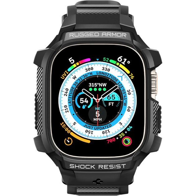 Чехол + ремешок для Apple Watch Spigen Rugged Armor 49mm Ultra, Black (ACS05460) - Фото 2 Чехол + ремешок для Apple Watch Spigen Rugged Armor 49mm Ultra, Black (ACS05460) - изображение 2