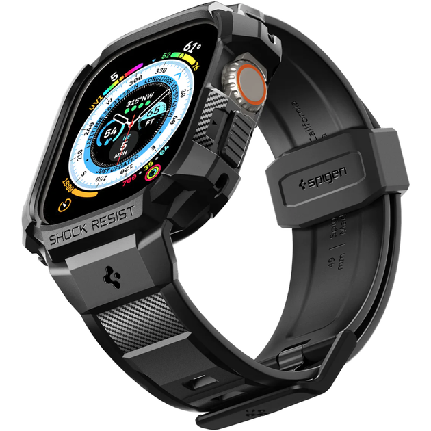 Чехол + ремешок для Apple Watch Spigen Rugged Armor 49mm Ultra, Black (ACS05460) - Фото 5 Чехол + ремешок для Apple Watch Spigen Rugged Armor 49mm Ultra, Black (ACS05460) - изображение 5