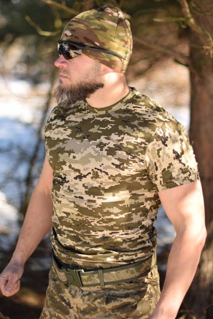 Тактическая мужская футболка 54 размер XXL военная армейская хлопковая футболка цвет пиксель для ВСУ 27-116 - изображение 2