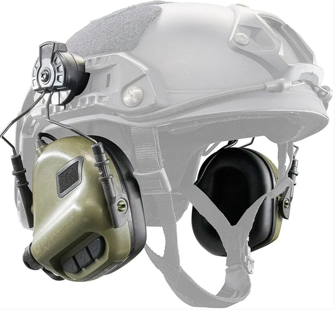 Активні тактичні навушники Earmor M31H mod 3 Green для шолома Fast та інших - зображення 1