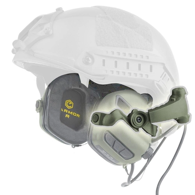 Кріплення Чебурашки для Mil-spec активних навушників Earmor M16 Mark 3 зелені Olive - зображення 1