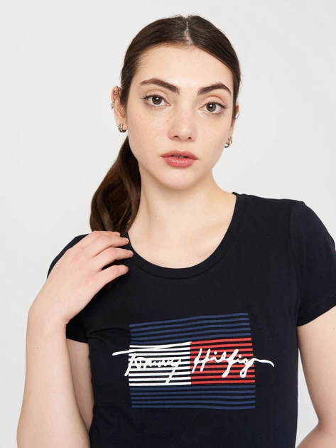 Футболка женская Tommy Hilfiger 11052.3 S Темно-синяя - Фото 4 Футболка женская Tommy Hilfiger 11052.3 S Темно-синяя - изображение 4