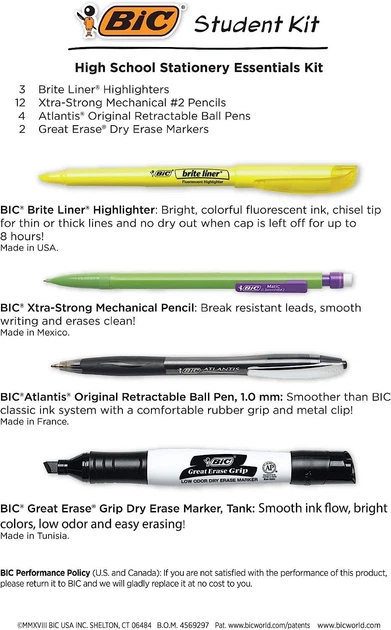 Набор BIC Xtra-Strong (0,9 мм), BIC Brite, BIC Atlantis, BIC Dry Erase Markers механические карандаши ручки маркер (KSH21EC-AST) - Фото 4 Набор BIC Xtra-Strong (0,9 мм), BIC Brite, BIC Atlantis, BIC Dry Erase Markers механические карандаши ручки маркер (KSH21EC-AST) - изображение 4