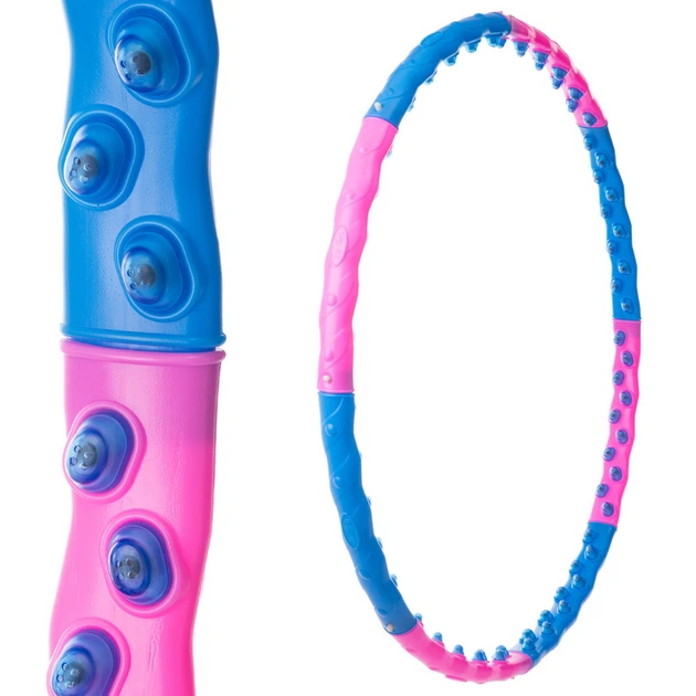 Складной массажный обруч Хула Хуп Hula Hoop DOUBLE GRACE MAGNETIC JS-6008 (пластик, 8 секций с магнитами, d-105см) - изображение 2