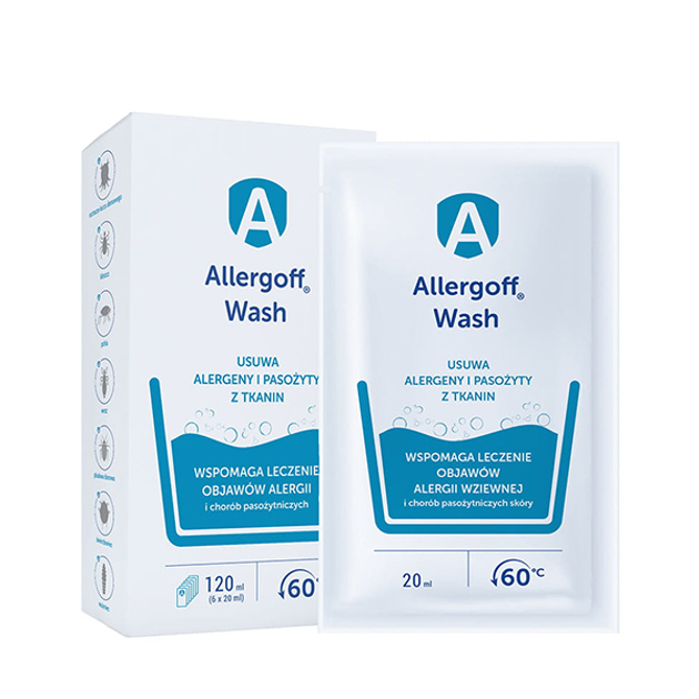 Аллергофф для стирки (Allergoff Wash) акарицидная добавка для стирки при низких температурах, удаляет аллергены 6 х 20 мл - изображение 1