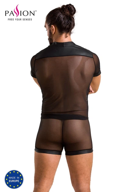 Прозрачный комплект футболка и шортики Passion 052 SET MICHAEL Черный 2XL/3XL - Фото 6 Прозрачный комплект футболка и шортики Passion 052 SET MICHAEL Черный 2XL/3XL - изображение 6