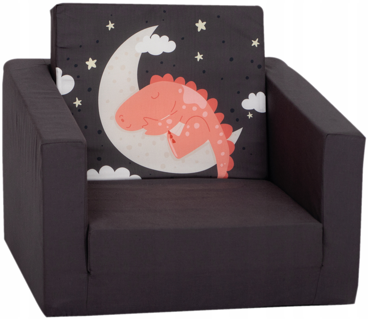 Детское мягкое раскладное кресло KidsbunkBed 42x46x40 см черный белый ...