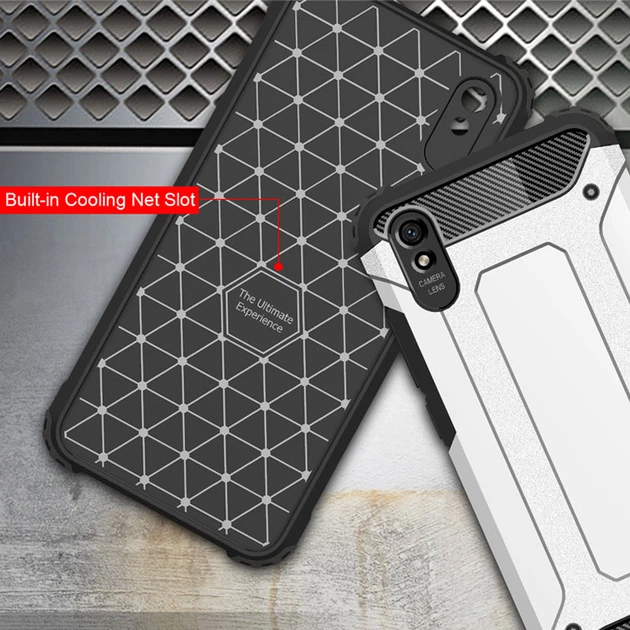 Броньований протиударний TPU+PC чохол Immortal для Xiaomi Redmi 9A Срібний Без бренду - Фото 4 Броньований протиударний TPU+PC чохол Immortal для Xiaomi Redmi 9A Срібний Без бренду - зображення 4