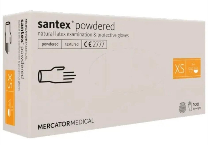 Рукавички латексні Santex® Powdered нестерильні припудрені кремові XS (39902184) - зображення 1