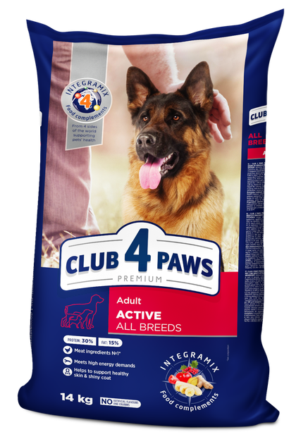 Сухой корм Клуб 4 лапы Club 4 Paws Сухой рацион премиум класса для активных собак 14 кг - изображение 3