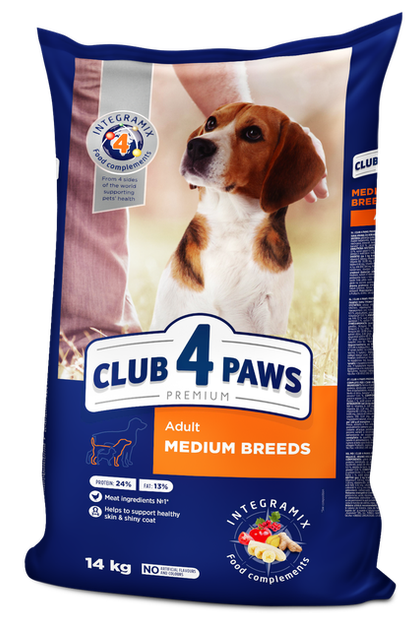 Сухий корм Клуб 4 лапи Club 4 Paws Преміум класу 14 кг для дорослих собак середніх порід - зображення 3