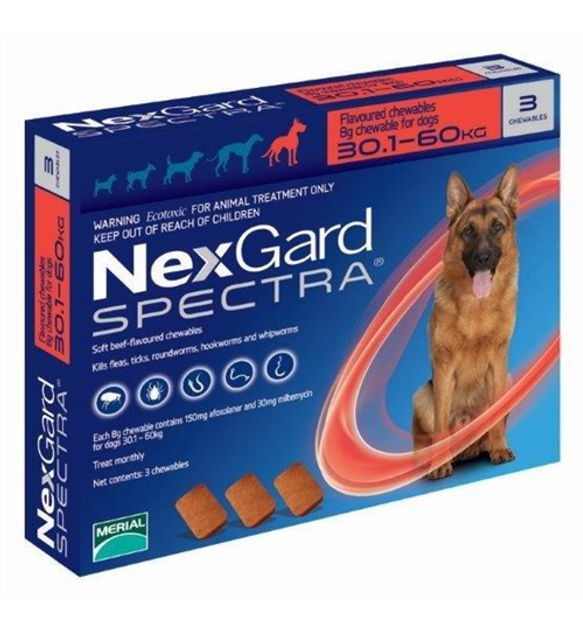 Жевательная таблетка для собак Merial NexGard SPECTRA 30.1-60 кг 3 ...