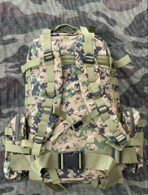 Тактичний рюкзак Forest Camo для ЗСУ, 50л с дополнительными контейнерами 4в1 пиксель - изображение 2