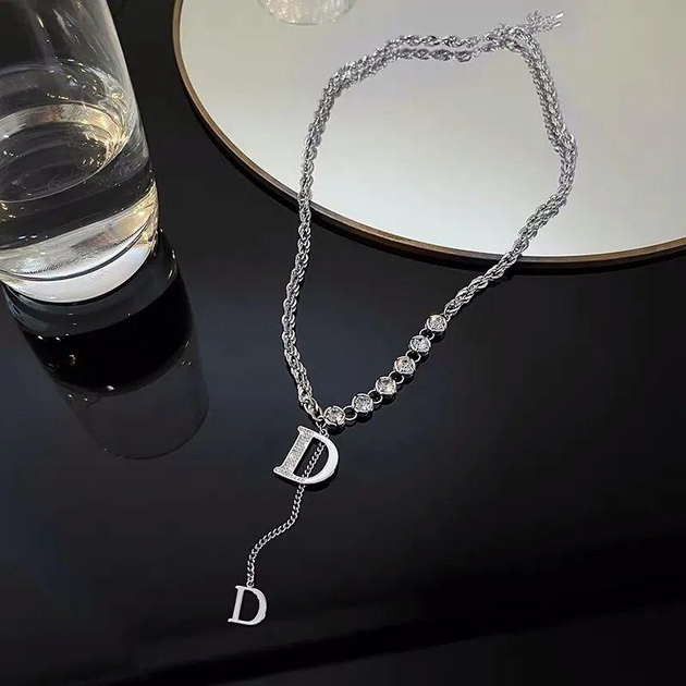 Колье в стиле Диор серебро Dior Necklace