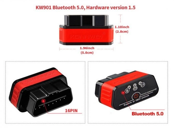 Диагностический сканер KONNWEI KW901 OBDI Black Bluetooth 5.0 автомобиль для Android Pic18f25k80 - изображение 5