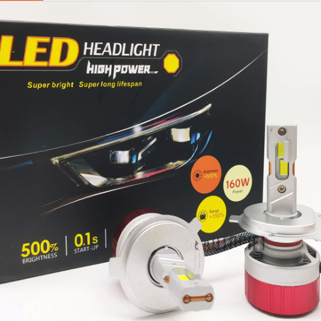 Яркая светодиодная LED лампа H4, X20 10000 Лм, 150 Вт, правильная свето-теневая граница, Canbus обманка - изображение 4