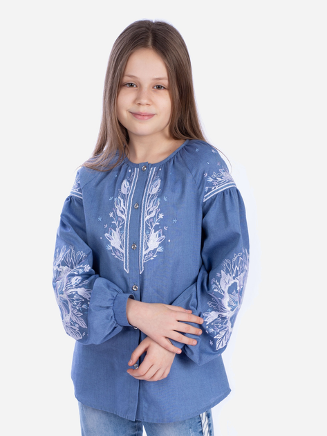 Подростковая вышиванка для девочки Edelvika 165-22/00 146 см Голубая (2100000594207) 