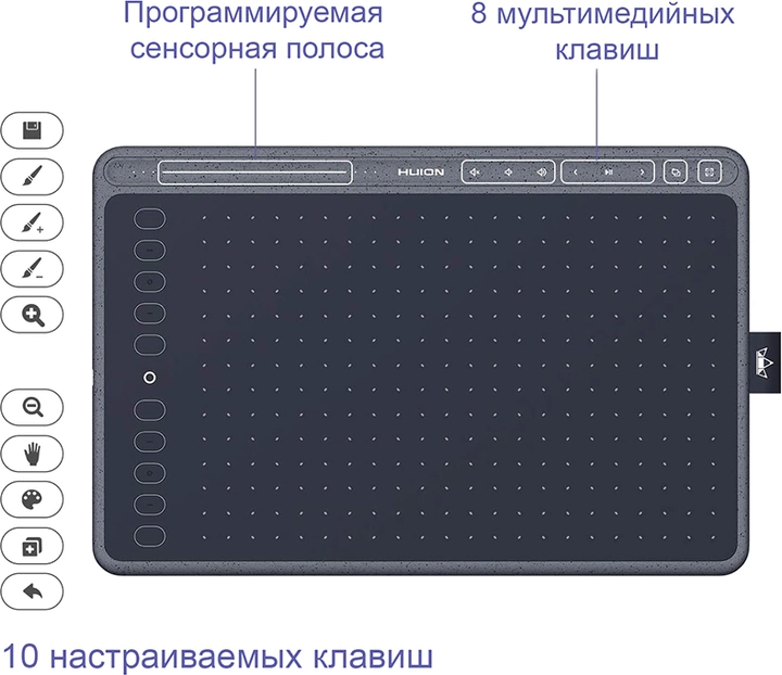 Графический планшет Multitouch Huion HS611 Grey, формат A5, 5080 lpi - изображение 3