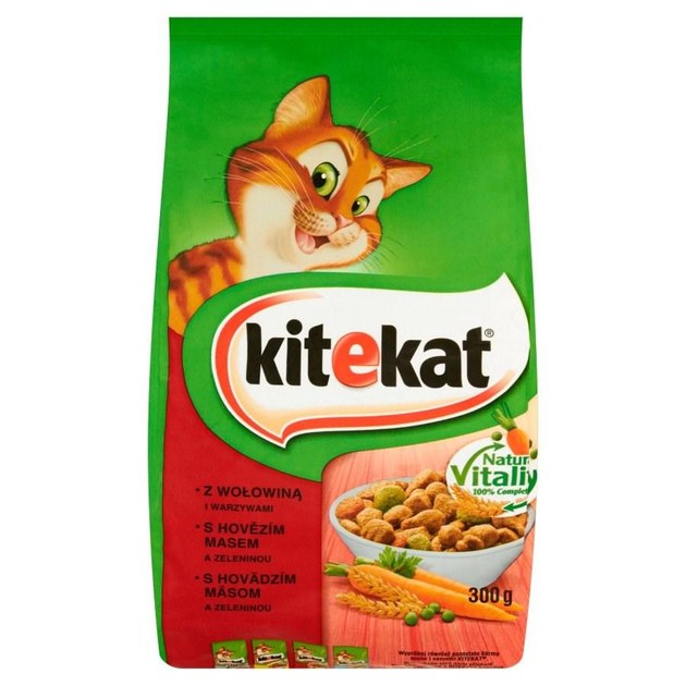 Sucha karma dla kota Kitekat Wołowina z warzywami 300 g (5900951248818) - obraz 1