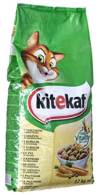 Sucha karma dla kotów KITEKAT z kurczakiem i warzywami 12 kg (5900951013072) - obraz 1