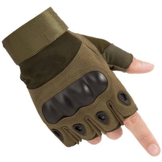 Тактичні рукавички Oakley відкриті Олива, безпалі армійські рукавички розмір L - изображение 1