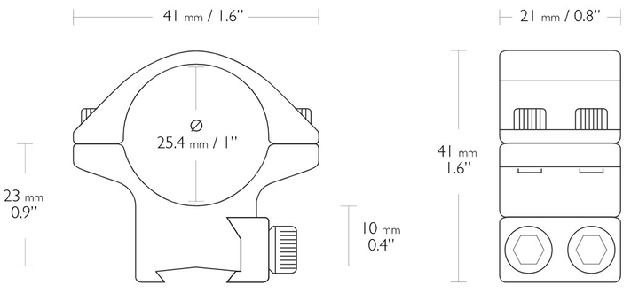 Кольца Hawke 1" (25.4) Low. Сплав. 11 мм (39860241) - изображение 2