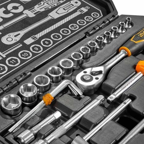 Набор головок торцевых с трещоткой 1/4" 45 предметов INGCO INDUSTRIAL - изображение 6