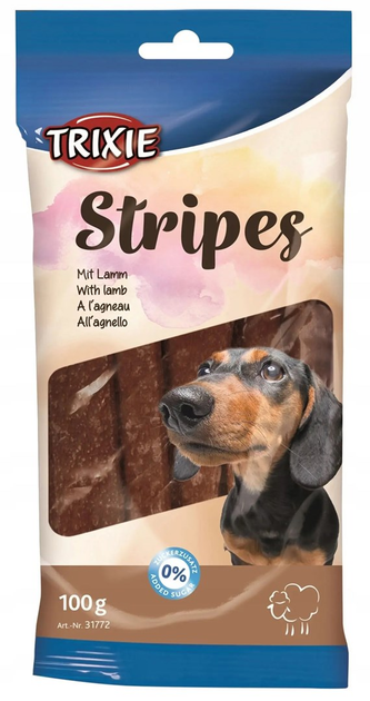 Упаковка ласощів для собак Trixie 31772 Stripes з ягнятком 10 шт 100 г (4011905317724) - зображення 1