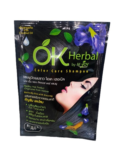 Тайский шампунь для волос OK Herbal с натуральной краской ''Black'', 30 ...