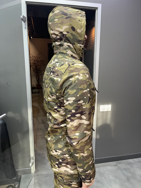 Куртка тактическая на флисе, Мультикам, размер XXL, подкладка - флис, демисезонная флисовая куртка для военных - изображение 2