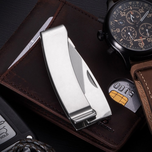 Карманный Серебристый Маленький Нож-Зажим для денег GD76 - изображение 2
