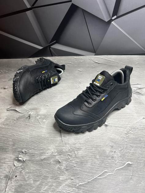 Чоловічі тактичні чорні кросівки з високоякісного натурального нубука розмір 45 - зображення 2