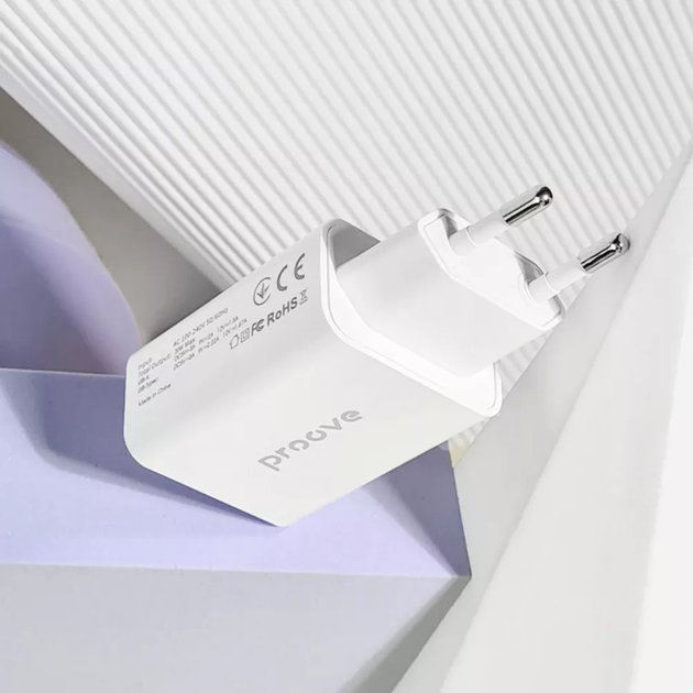 Сетевое зарядное устройство СЗУ Proove Rapid 20W Type-C + USB white - Фото 2 Сетевое зарядное устройство СЗУ Proove Rapid 20W Type-C + USB white - изображение 2