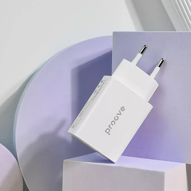Сетевое зарядное устройство СЗУ Proove Rapid 20W Type-C + USB white - Фото 6 Сетевое зарядное устройство СЗУ Proove Rapid 20W Type-C + USB white - изображение 6