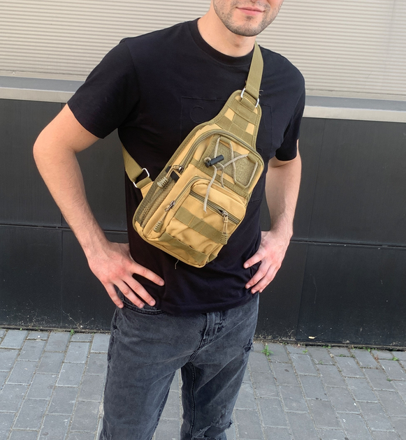 Нагрудная сумка рюкзк тактическая военная Darvoz Coyote 38х19.5х11 см Койот - изображение 2