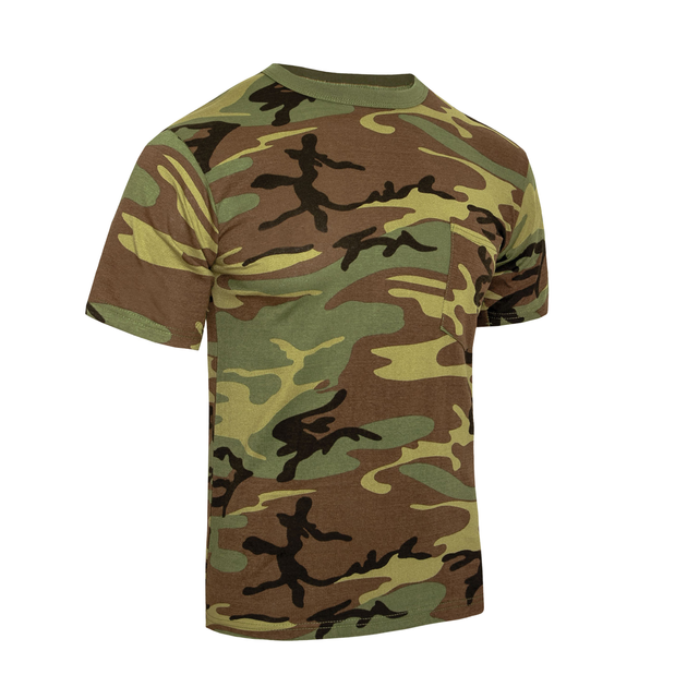 Футболка Rothco Woodland Camo T-Shirt с карманом Камуфляж L 2000000096681 - изображение 2