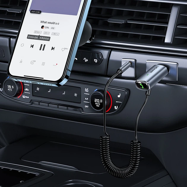 FM-трансмітер USAMS Aluminum Alloy Car Wireless Audio Receiver US-SJ504 Grey - Фото 6 FM-трансмітер USAMS Aluminum Alloy Car Wireless Audio Receiver US-SJ504 Grey - изображение 6