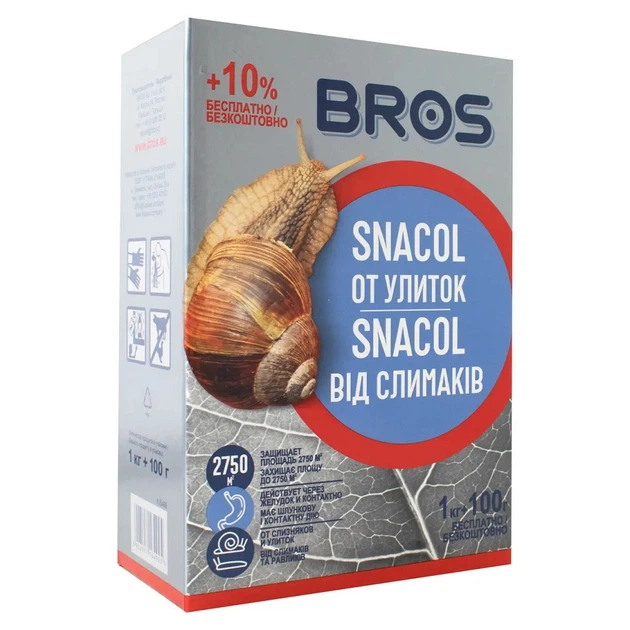 Засіб від слимаків BROS/БРОС SNACOL 1кг + 100 г - зображення 1