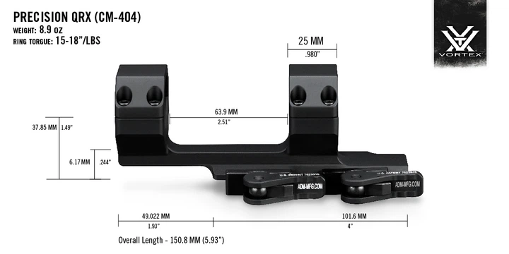 Моноблок Vortex Precision Extended Cantilever QR 30 мм Extra Hight. Сплав. Picatinny (157836) 2371.01.81 - зображення 7