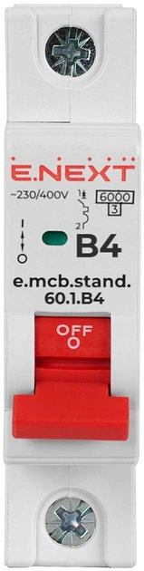 Автоматический выключатель 1р 4А 6кА "B" [s001104] E.NEXT e.mcb.stand.60.1.B4 - изображение 2