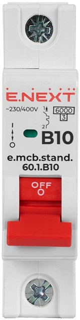 Автоматический выключатель 1р 10А 6кА "B" [s001107] E.NEXT e.mcb.stand.60.1.B10 - изображение 2