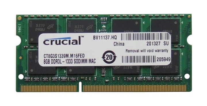 Пам'ять Crucial 8GB SO-DIMM DDR3L 1333 MHz (CT8G3S1339M) - Фото 1 Пам'ять Crucial 8GB SO-DIMM DDR3L 1333 MHz (CT8G3S1339M) - изображение 1